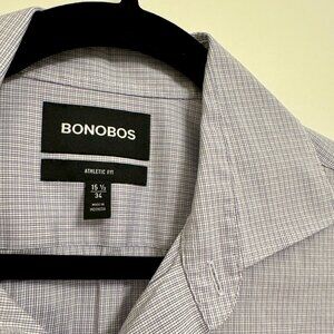 Bonobos Jetsetter Stretch Dress Shirt 15.5/34 Athletic Fit in Purple Check